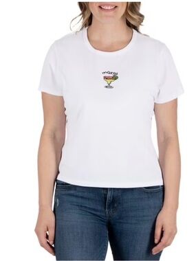 Women’s White 'Margs' Graphic Crewneck Tee - Casual Short Sleeve